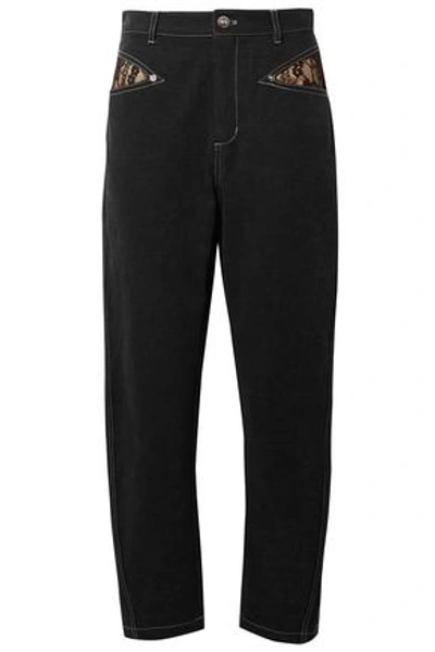 Shop Opening Ceremony Woman Lace-trimmed High-rise Straight-leg Jeans Black