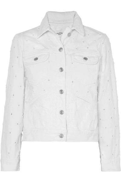 Shop Isabel Marant Étoile Lofty Distressed Denim Jacket In White