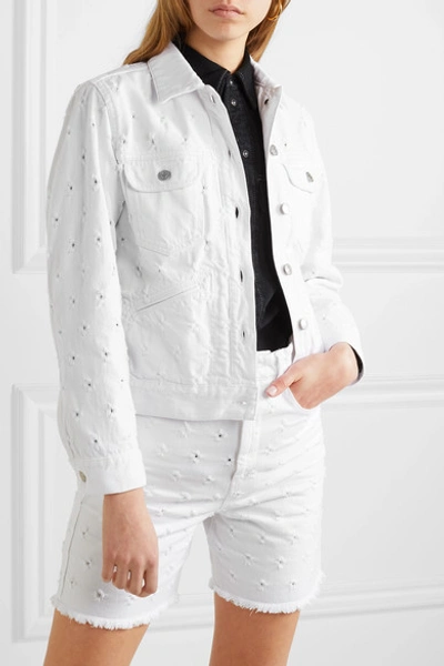Shop Isabel Marant Étoile Lofty Distressed Denim Jacket In White
