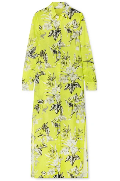 Shop Eywasouls Malibu Christina Floral-print Cotton-voile Maxi Dress In Bright Yellow