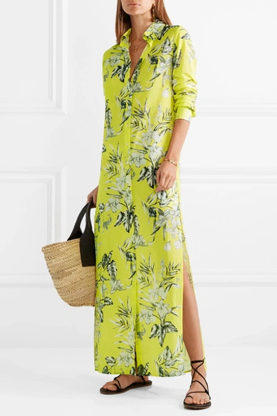 Shop Eywasouls Malibu Christina Floral-print Cotton-voile Maxi Dress In Bright Yellow