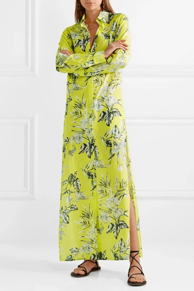 Shop Eywasouls Malibu Christina Floral-print Cotton-voile Maxi Dress In Bright Yellow