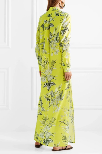 Shop Eywasouls Malibu Christina Floral-print Cotton-voile Maxi Dress In Bright Yellow