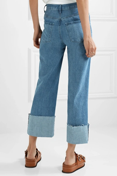 Shop J Brand Joan Cropped High-rise Flared Jeans In Mid Denim