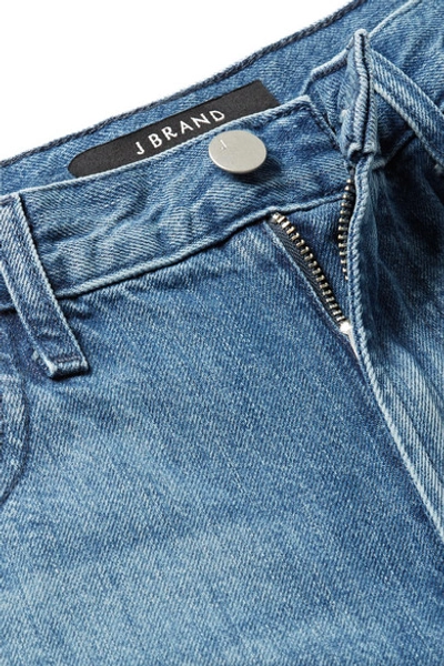 Shop J Brand Joan Cropped High-rise Flared Jeans In Mid Denim