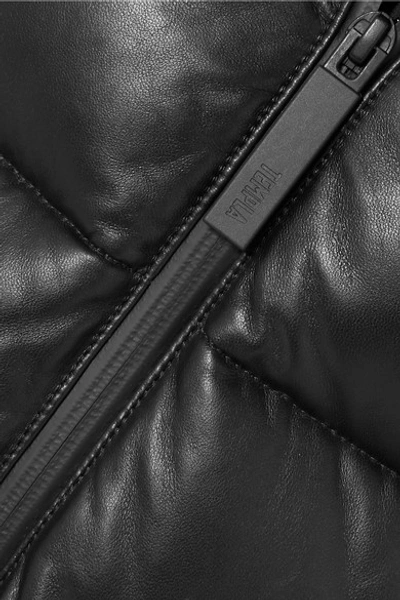 Shop Templa Hooded Tech-jersey And Quilted Leather Down Jacket In Black