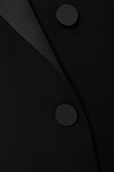 Shop Racil Casablanca Double-breasted Satin-trimmed Wool Blazer In Black