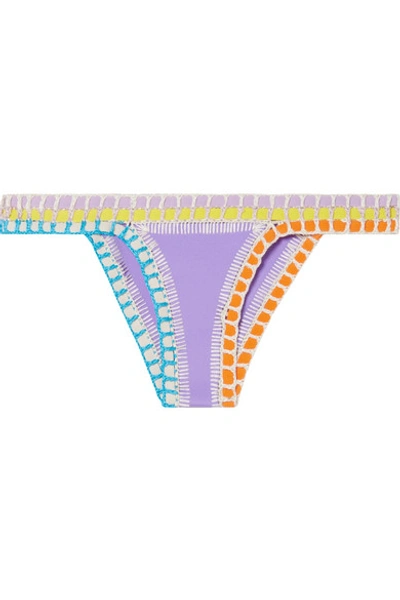 Shop Kiini Aura Crochet-trimmed Bikini Briefs In Lavender