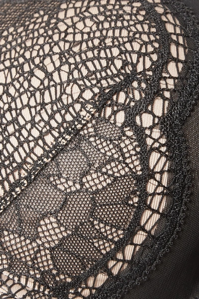 Shop Calvin Klein Underwear Push-up Plunge Stretch-lace And Mesh Underwired Bra In Black