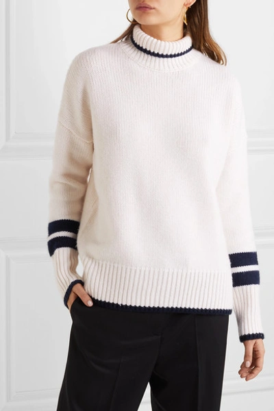 Shop La Ligne Striped Wool And Cashmere-blend Turtleneck Sweater In Cream