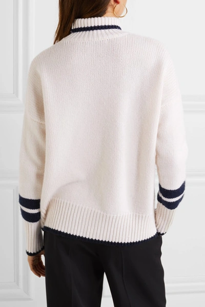 Shop La Ligne Striped Wool And Cashmere-blend Turtleneck Sweater In Cream