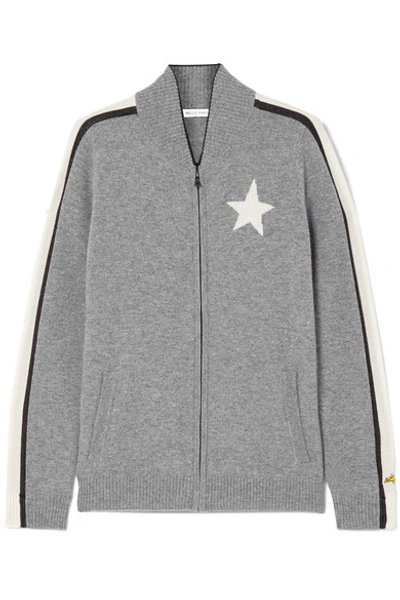 Shop Bella Freud Billie Intarsia Cashmere-blend Track Jacket In Gray