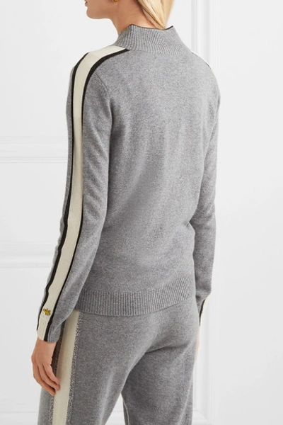 Shop Bella Freud Billie Intarsia Cashmere-blend Track Jacket In Gray
