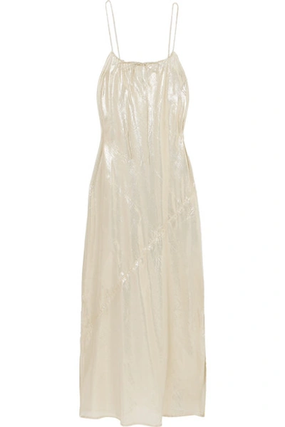 Shop Lisa Marie Fernandez Metallic Cotton-blend Maxi Dress In Platinum