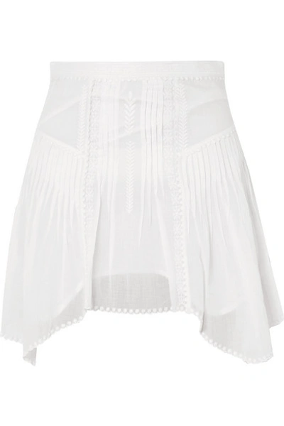 Shop Isabel Marant Étoile Akala Asymmetric Embroidered Cotton-voile Mini Skirt In White