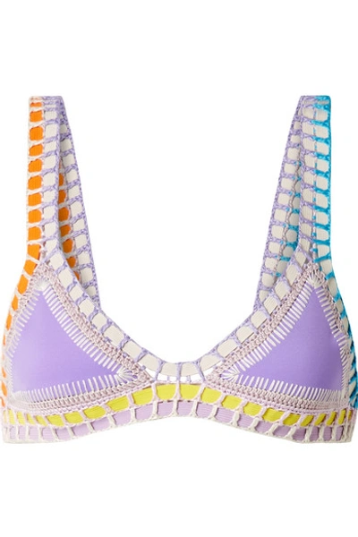 Shop Kiini Aura Crochet-trimmed Triangle Bikini Top In Lavender