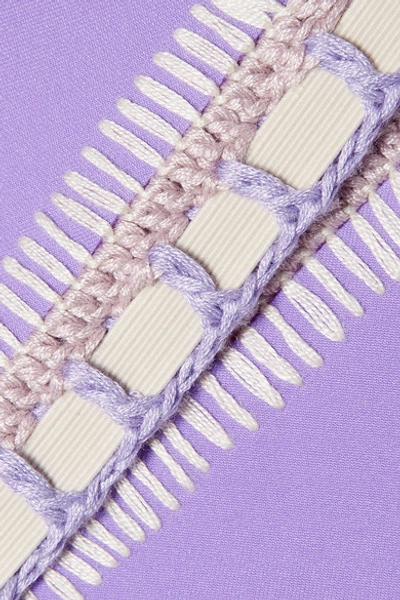 Shop Kiini Aura Crochet-trimmed Triangle Bikini Top In Lavender