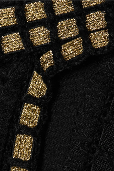 Shop Kiini Chacha Metallic-crochet Trimmed Bikini Briefs In Black