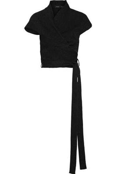 Shop Proenza Schouler Woman Asymmetric Stretch-knit Wrap Top Black