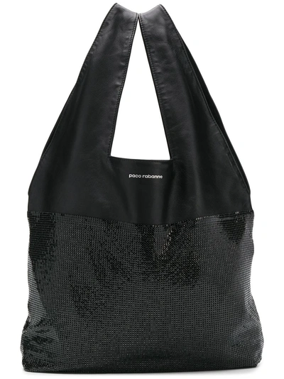 Shop Paco Rabanne Panelled Slouchy Tote In Black