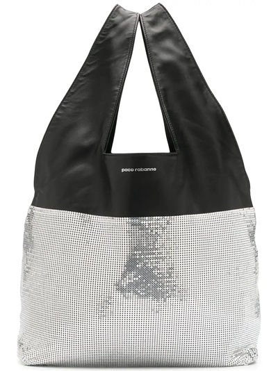 Shop Rabanne Paco  Panelled Chainmail Slouchy Tote - Silver