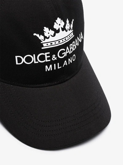 Shop Dolce & Gabbana Black Logo Print Baseball Cap