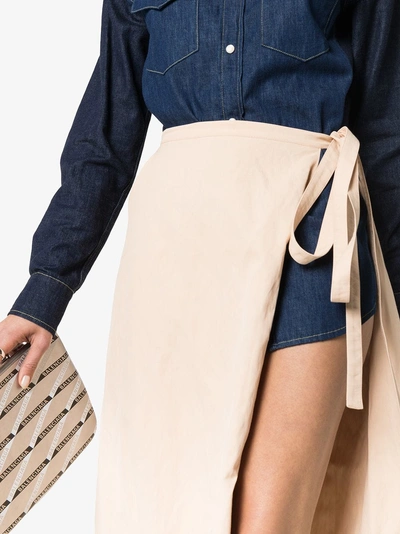 Shop Y/project High-waisted Side Tie Wrap Skirt In Peach