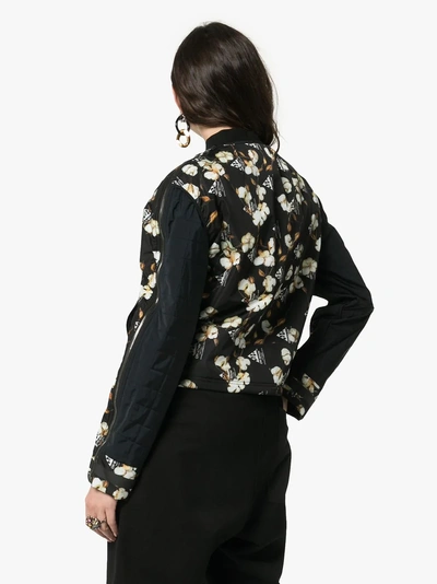 Shop Off-white Floral Printed Bomber Jacket In 1000 Black