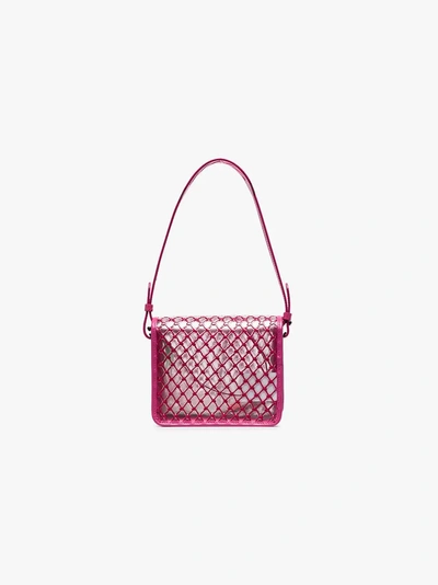 Shop Off-white Net Shoulder Bag In Pink