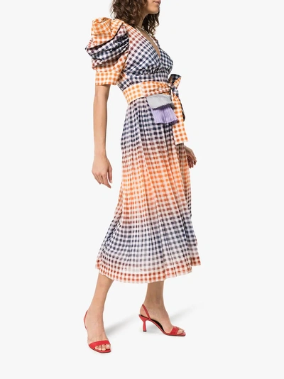 Shop Silvia Tcherassi Menta Checked Midi-dress In Multicoloured
