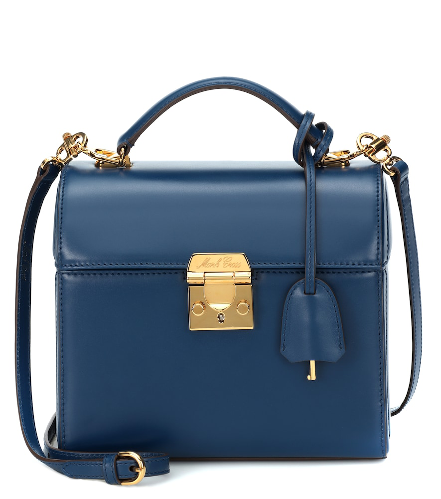 Mark Cross Sara Leather Shoulder Bag In Blue | ModeSens