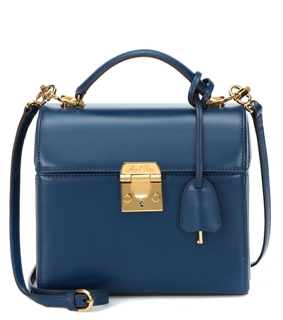 Shop Mark Cross Sara Leather Shoulder Bag In Blue