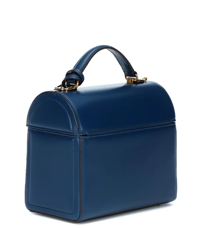 Shop Mark Cross Sara Leather Shoulder Bag In Blue