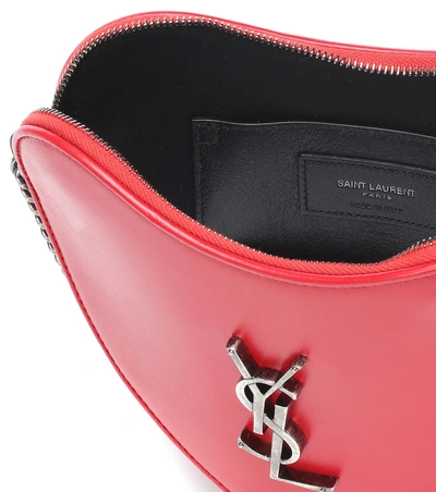 Shop Saint Laurent Heart Mini Leather Shoulder Bag In Red
