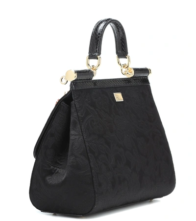 Shop Dolce & Gabbana Sicily Medium Embellished Shoulder Bag In Black