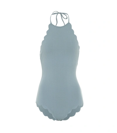 Shop Marysia Mott Scalloped Swimsuit In Blue