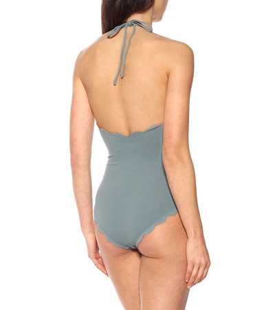 Shop Marysia Mott Scalloped Swimsuit In Blue
