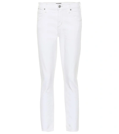 Shop Citizens Of Humanity Elsa Cropped Mid-rise Straight Jeans In White
