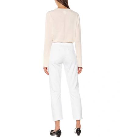Shop Citizens Of Humanity Elsa Cropped Mid-rise Straight Jeans In White