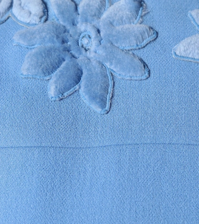 Shop Fendi Fur-trimmed Wool Crêpe Midi Dress In Blue