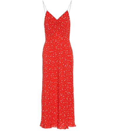 Shop Miu Miu Star-printed Silk Crêpe Dress In Red