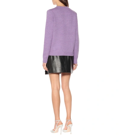 Shop Miu Miu X Disney® Intarsia Wool Sweater In Purple