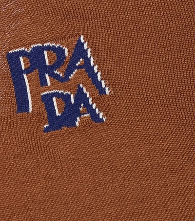 Shop Prada Intarsia Wool Sweater In Brown