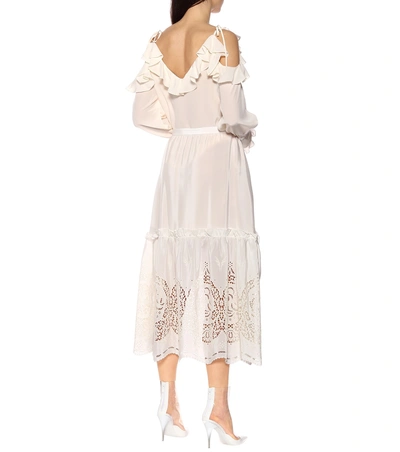 Shop Stella Mccartney Silk Midi Skirt In White
