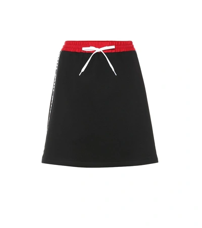 Shop Miu Miu Cotton-blend Jersey Miniskirt In Black