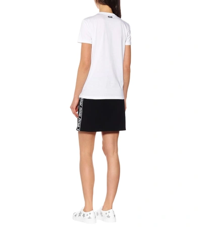 Shop Miu Miu Printed Cotton T-shirt In White