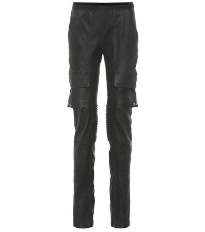 Shop Rick Owens Leather And Stretch Cotton Pants In Black