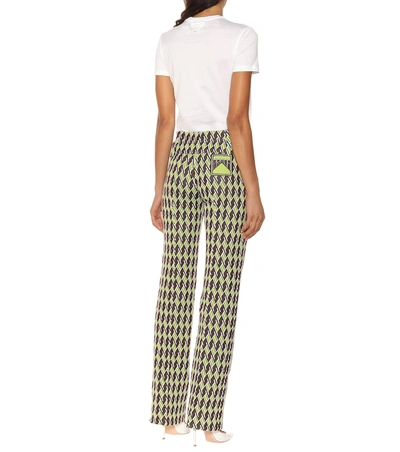 Shop Prada Technical Jacquard Knitted Pants In Green