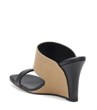 Shop Chloé Canvas And Leather Wedge Sandals In Black