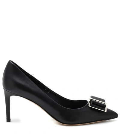 Shop Ferragamo Zeri 70 Leather Pumps In Black